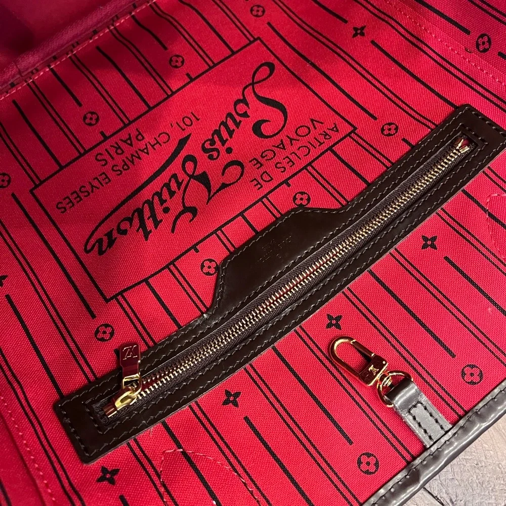 ** Authentic ** Neverfull MM Brown Damien used LV Handbag - Picture 5 of 12